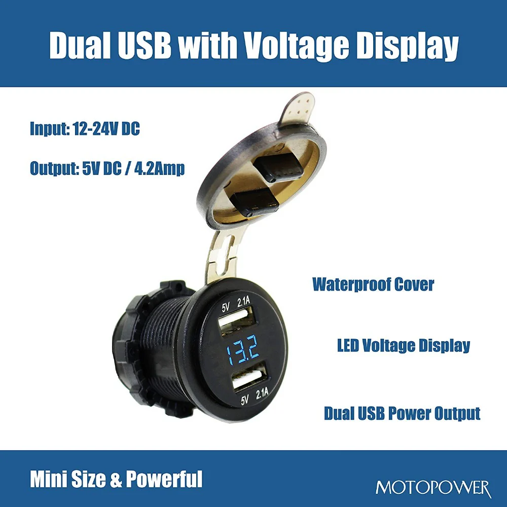 MP0611B USB Charger with Voltmeter and Current Meter-BLUE - Image 4