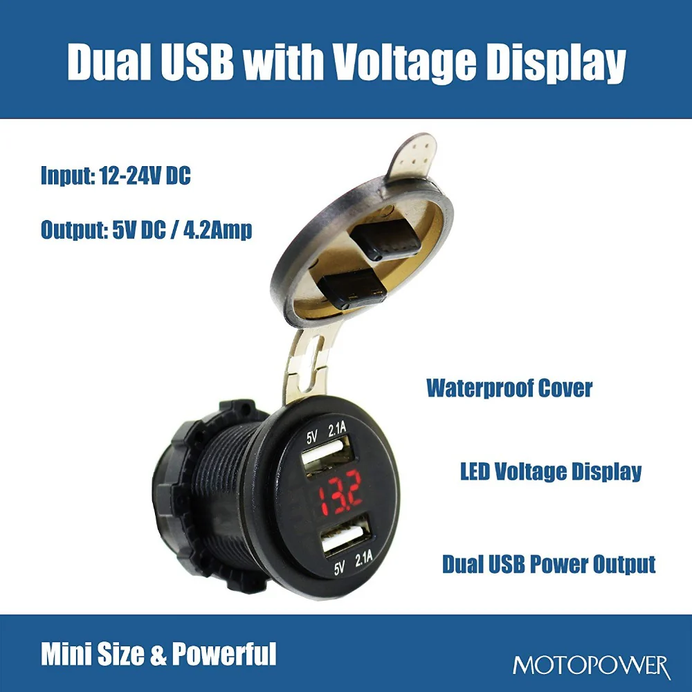 MP0611A USB Charger with Voltmeter and Current Meter-RED - Image 3