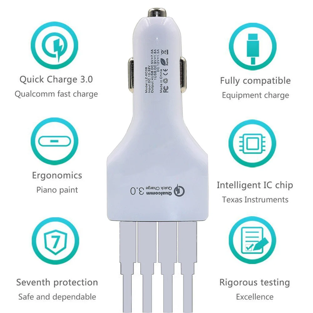 MP69042 Rapid USB Car Charge 4 Ports-WHITE - Image 4