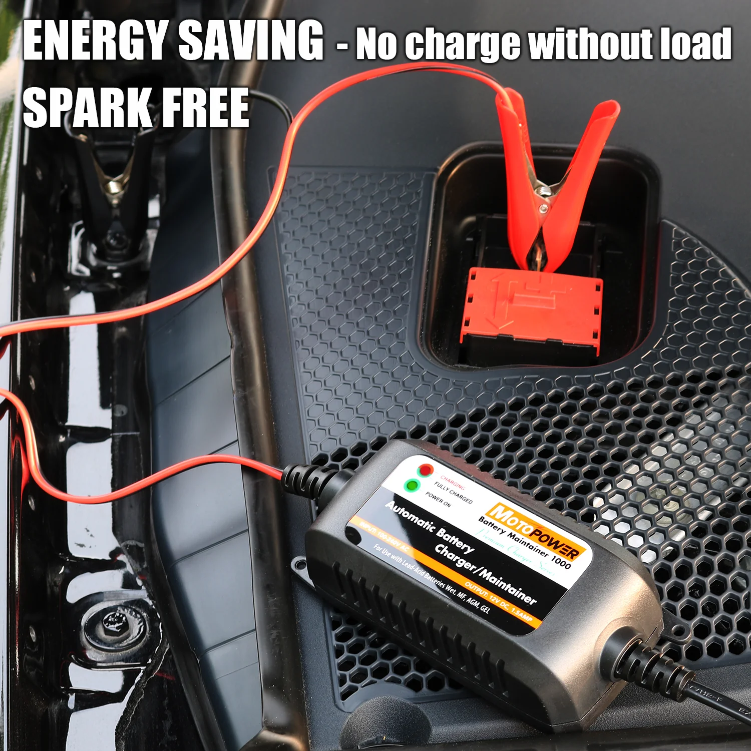 MOTOPOWER MP00206A 12V 1.5Amp Automatic Battery Charger, Battery Maintainer for Cars, Motorcycles, ATVs, RVs, Powersports, Boat and More. Smart, Compact and Eco Friendly - Image 3