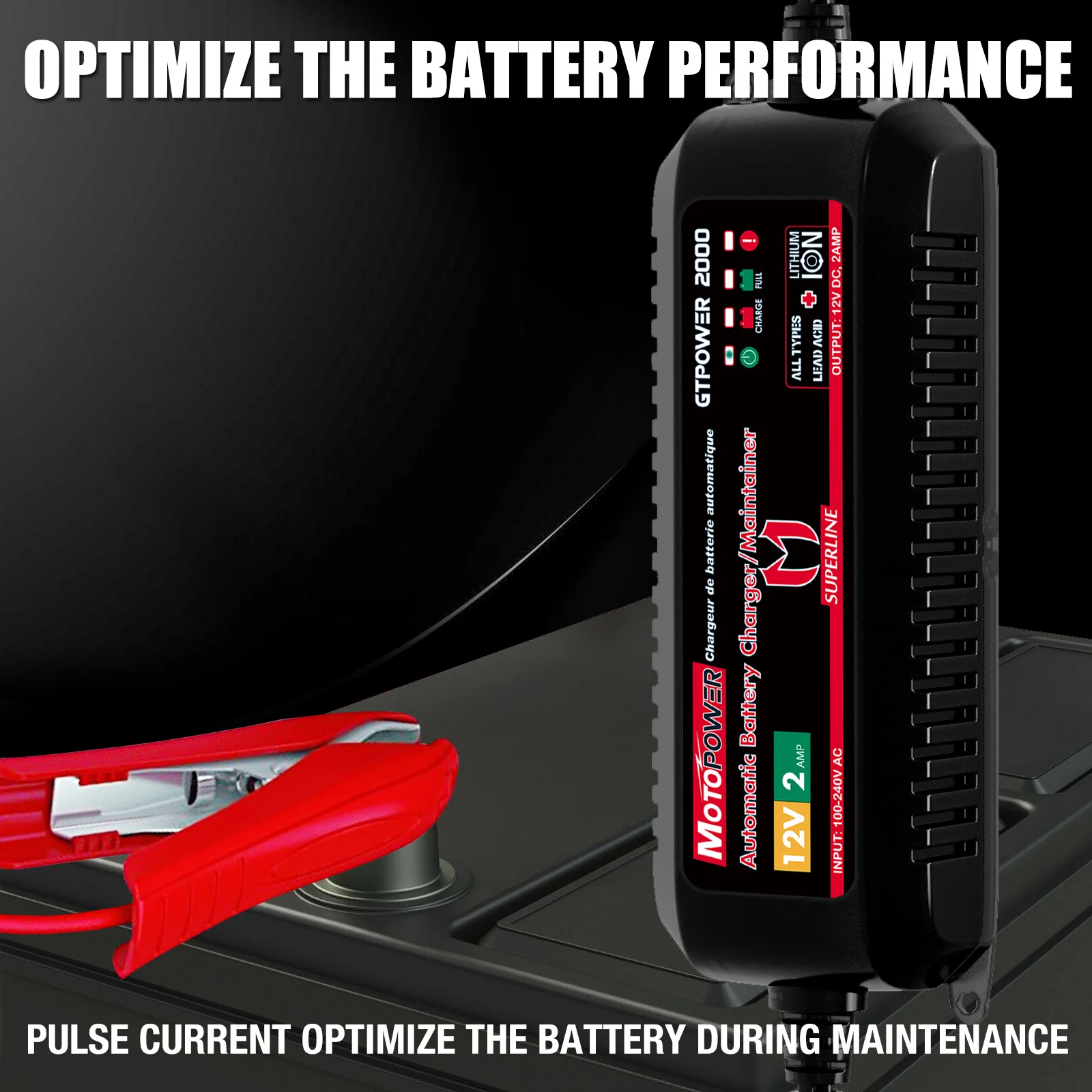 MOTOPOWER MP00207A 12V 2Amp Automatic Battery Charger for Lithium Ion Batteries - Image 3