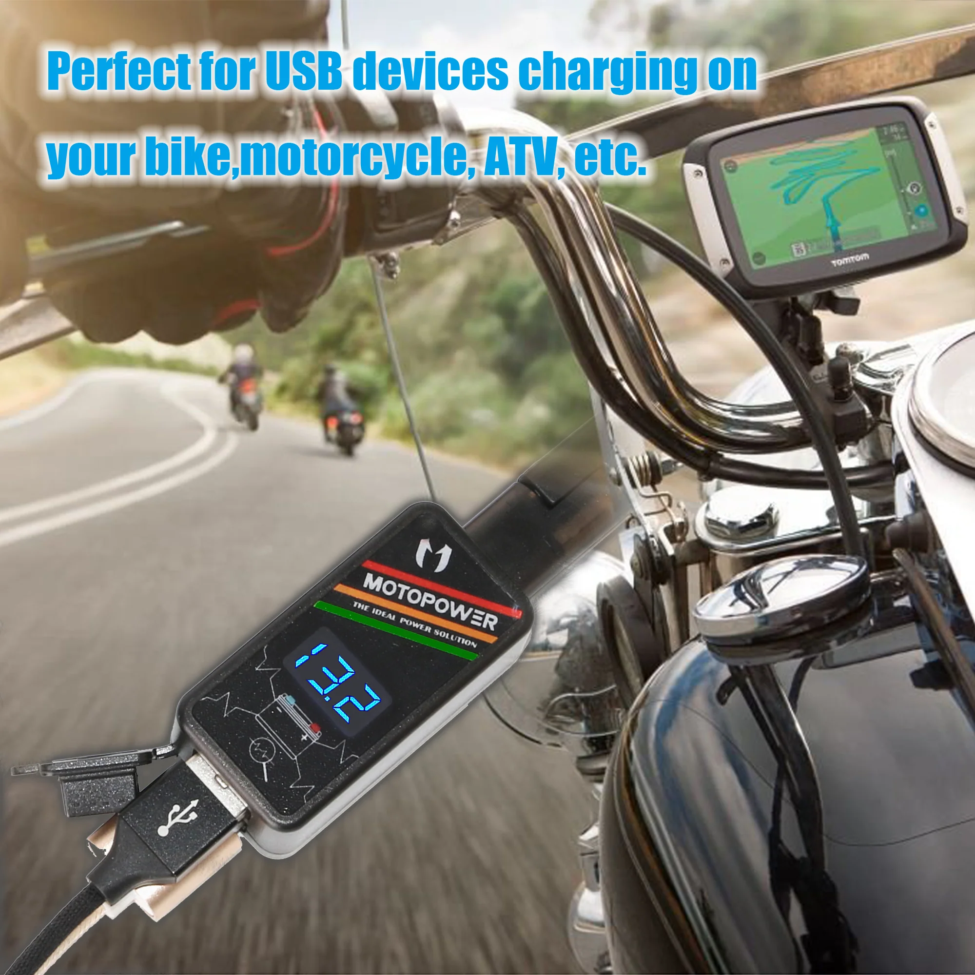 MP0620A 4.2Amp Motorcycle Dual USB Charger Kit SAE to USB Adapter with LED Voltmeter - Image 7
