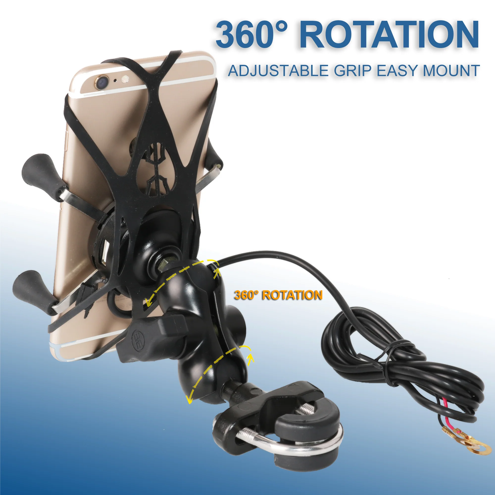 MP0622 Motorcycle Cell Phone Mount with USB Charger Alluminum Alloy Body - Image 4