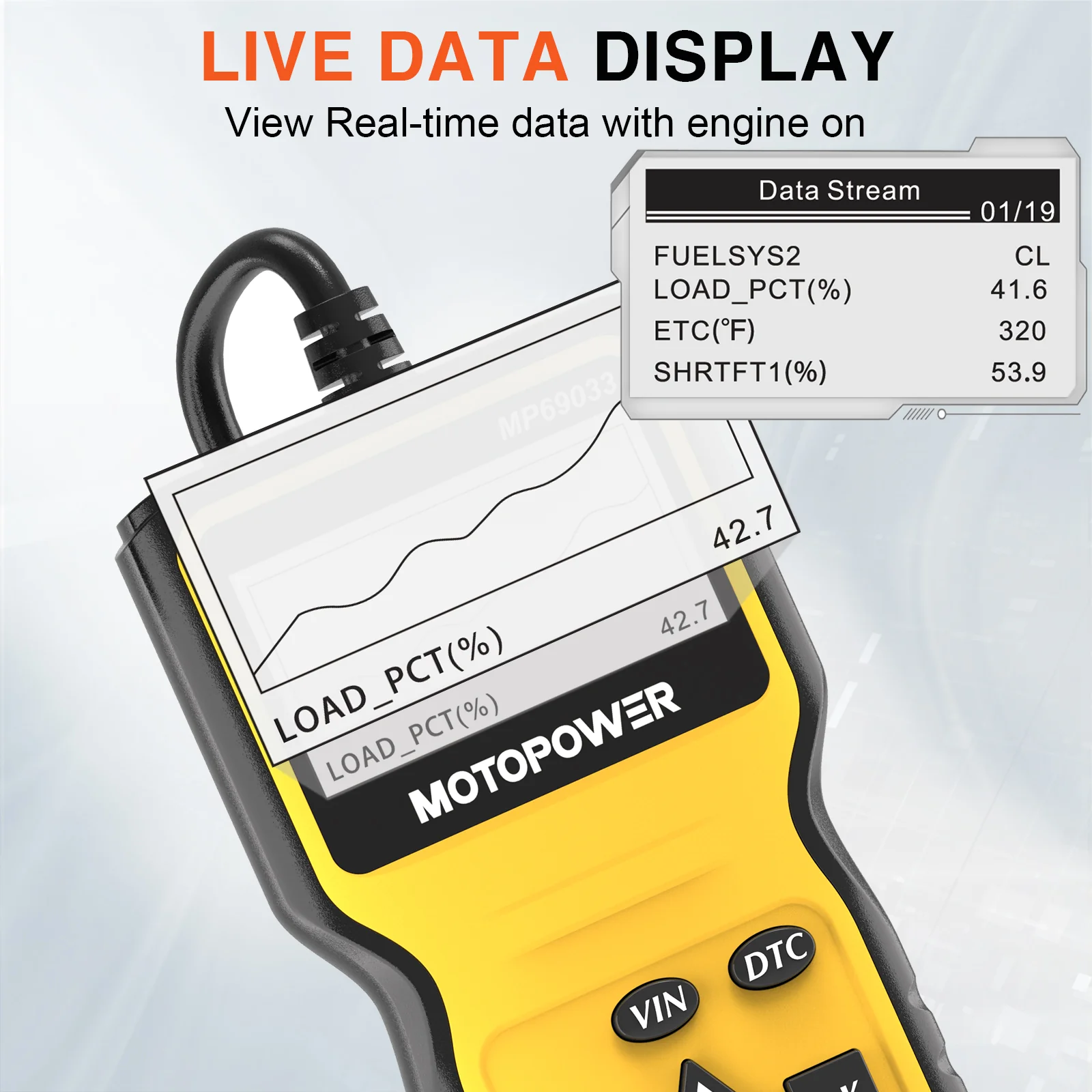 MOTOPOWER MP69033 OBD2 Scanner Universal Car Engine Fault Code Reader, CAN Diagnostic Scan Tool for All OBD II Protocol Cars - Image 4