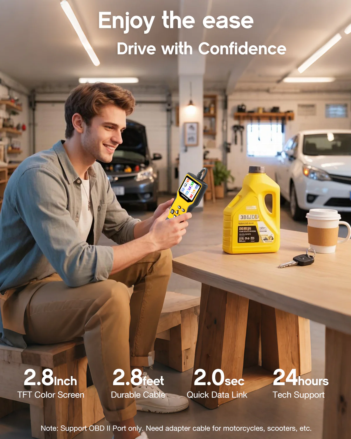 MOTOPOWER MP69033 Pro OBD2 Scanner Code Reader Check Engine Fault Light Diagnostic Scan Tool with Battery Tester, Yellow - Image 8