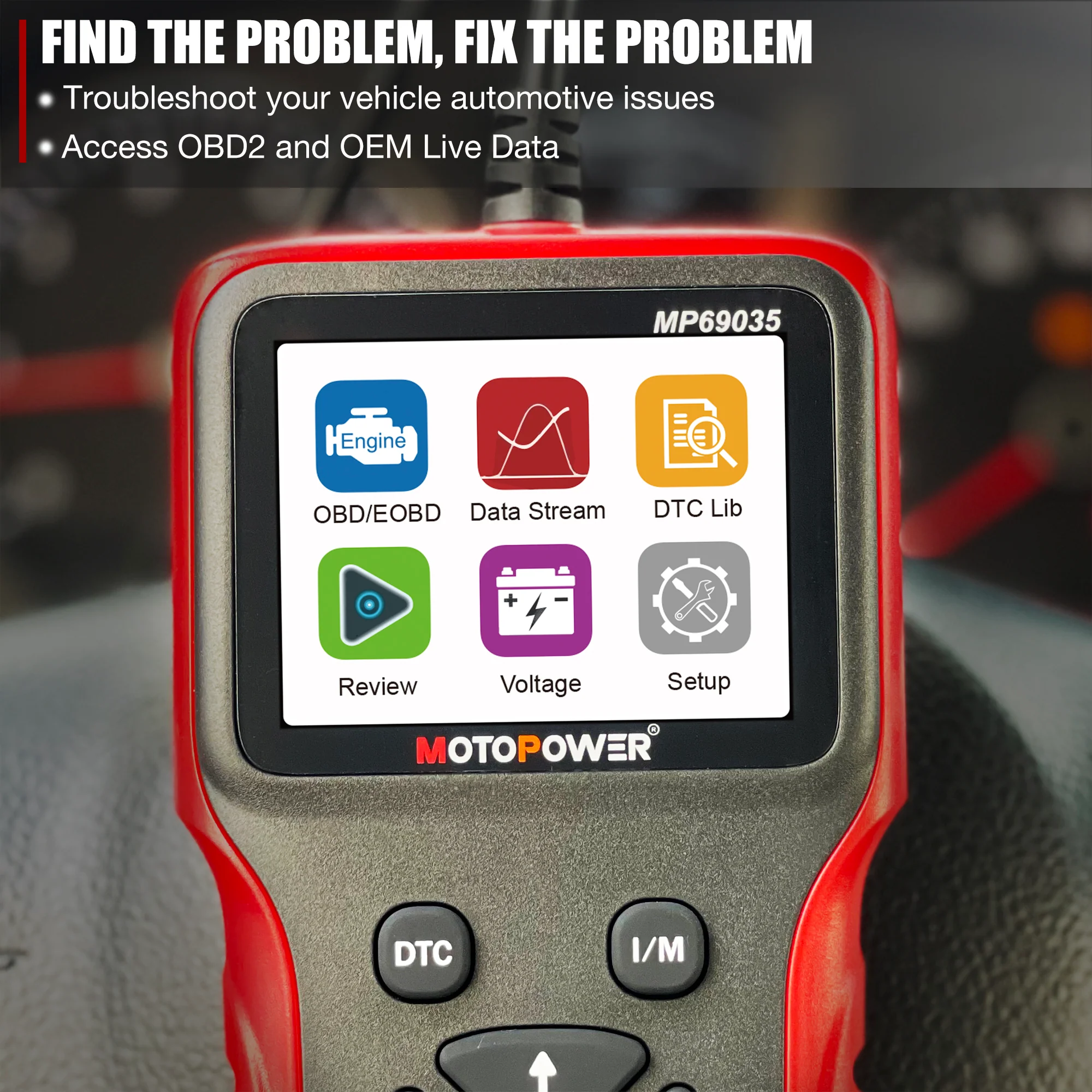 MOTOPOWER MP69035 OBD2 Scanner Universal Car Engine Fault Code Reader, CAN Diagnostic Scan Tool Red - Image 5