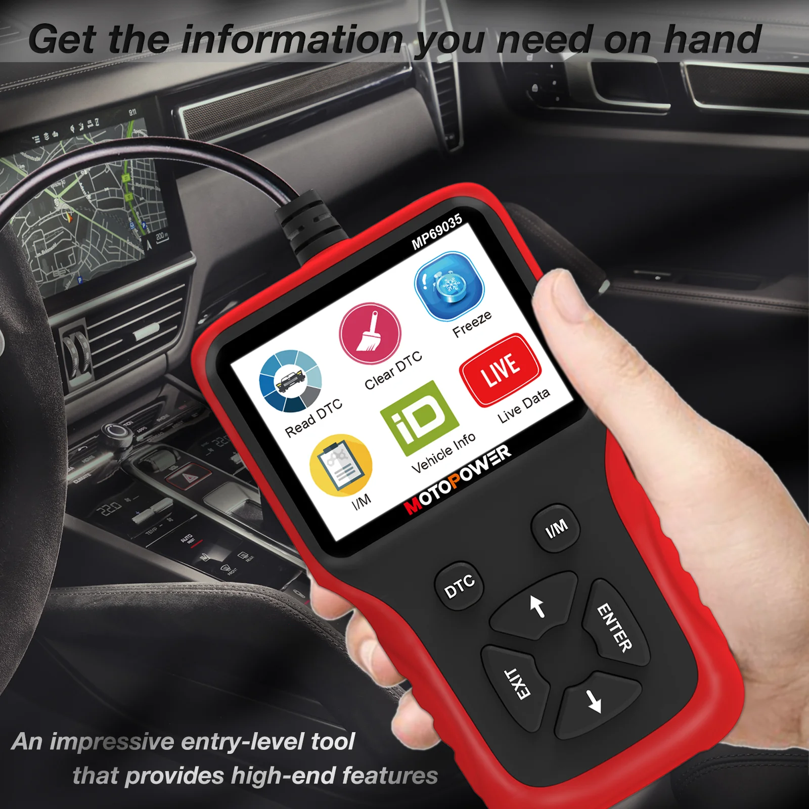 MOTOPOWER MP69035 OBD2 Scanner Universal Car Engine Fault Code Reader, CAN Diagnostic Scan Tool Red - Image 6