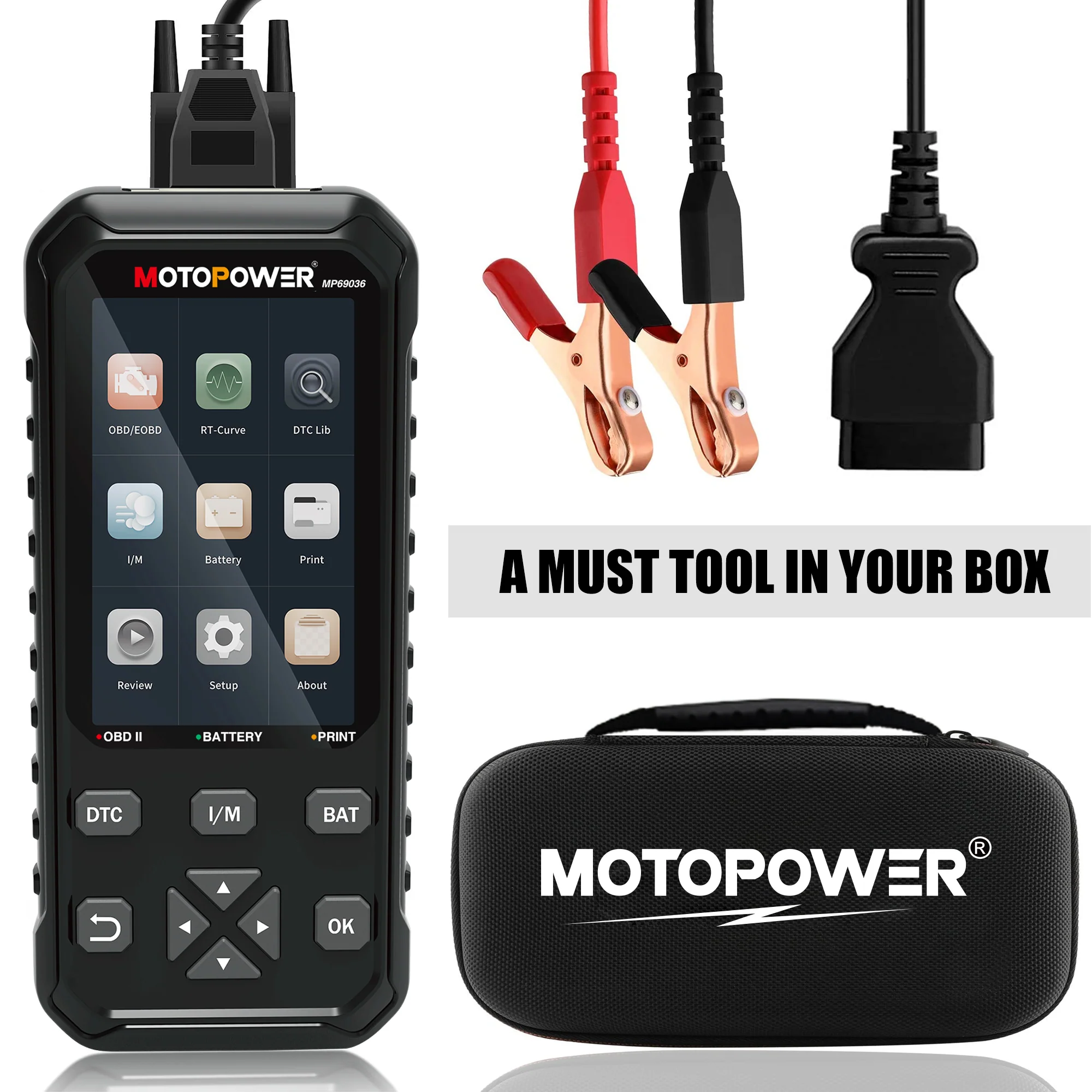 MOTOPOWER MP69036 Car OBD2 Code Reader Scanner Engine Code Reader 2 in 1 OBD2 Diagnostic Tool and 12V Battery Load Tester - Image 7