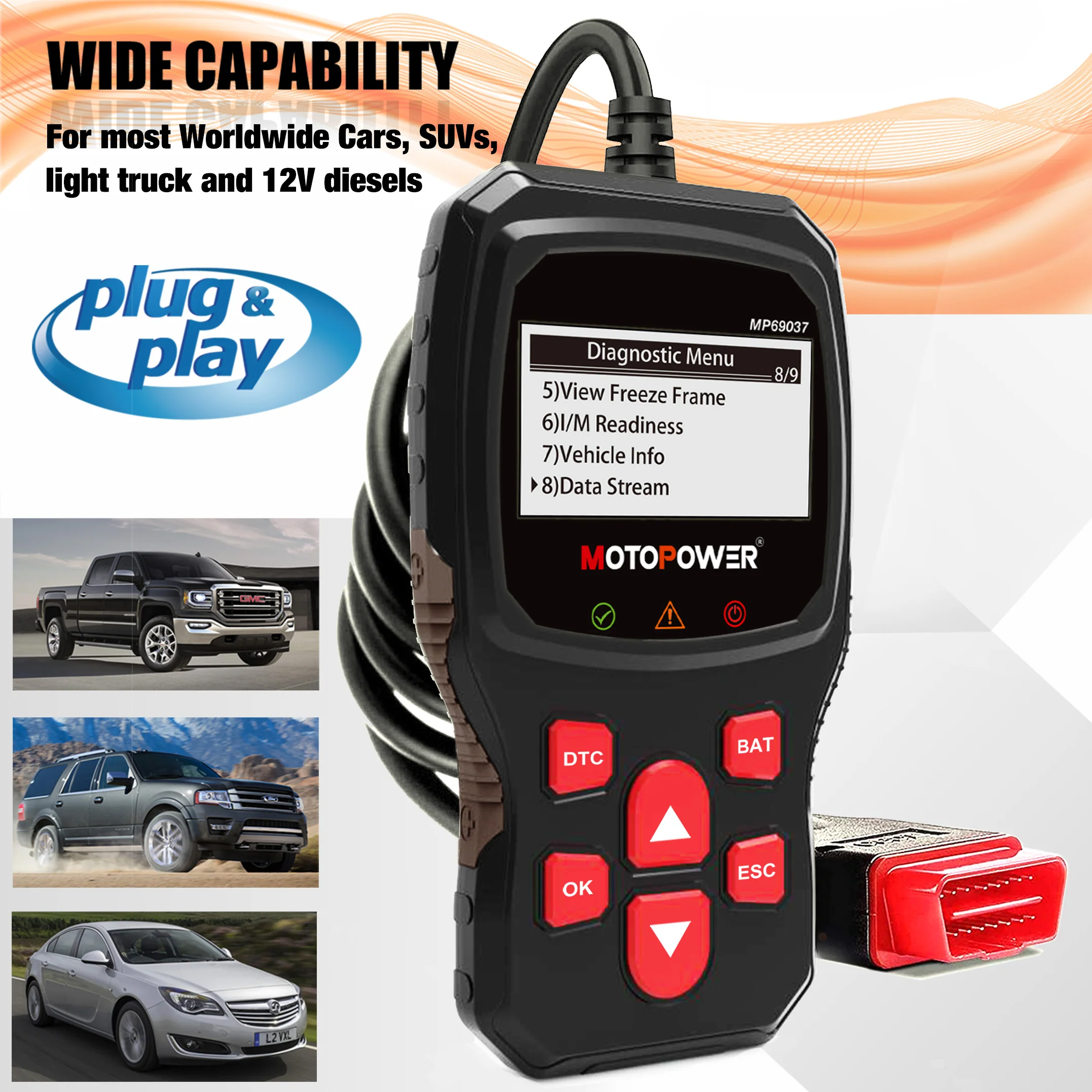 MOTOPOWER MP69037 Car OBD2 Scanner Code Reader Engine Fault Code Reader Scanner CAN Diagnostic Scan Tool for All OBD II Protocol Cars - New Arrival - Image 3