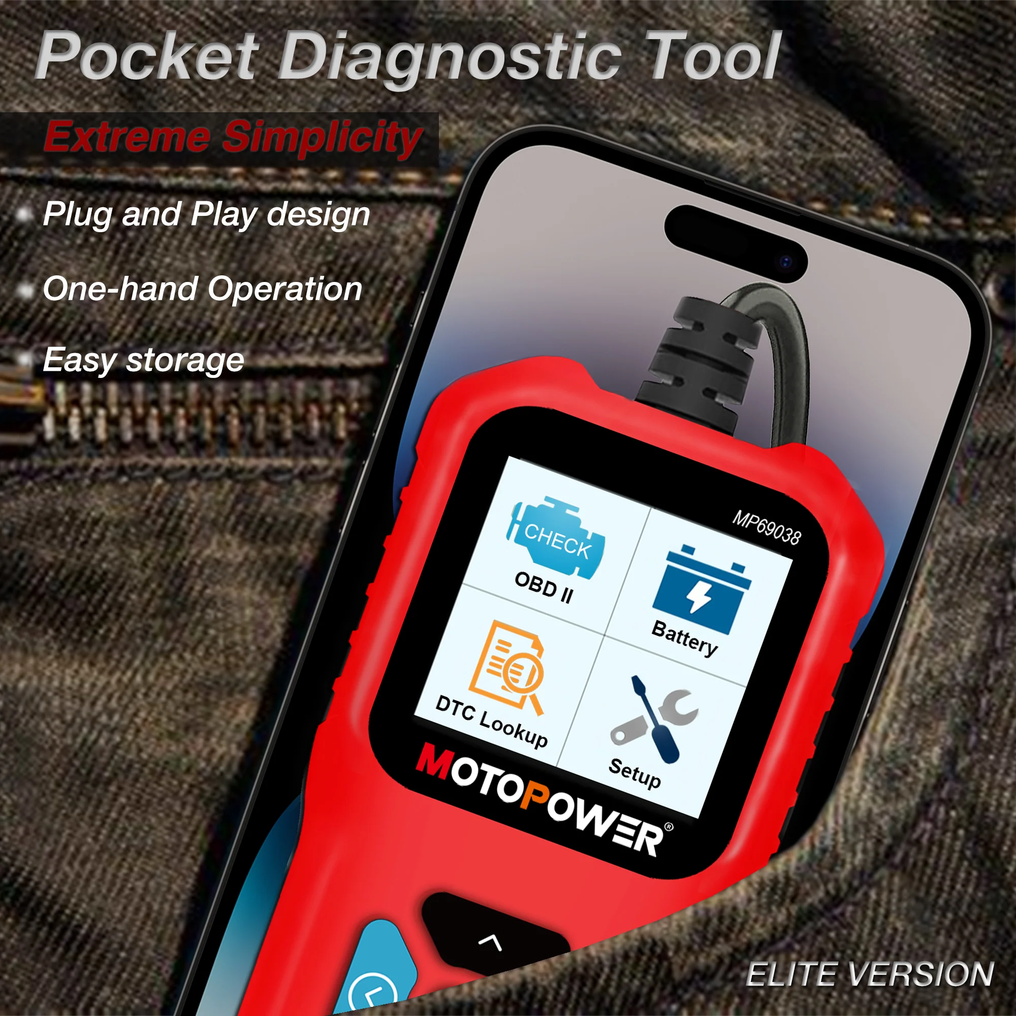 MOTOPOWER MP69038 Car OBD2 Scanner Code Reader Engine Fault Code Reader Scanner CAN Diagnostic Scan Tool - Elite Edition - Image 5