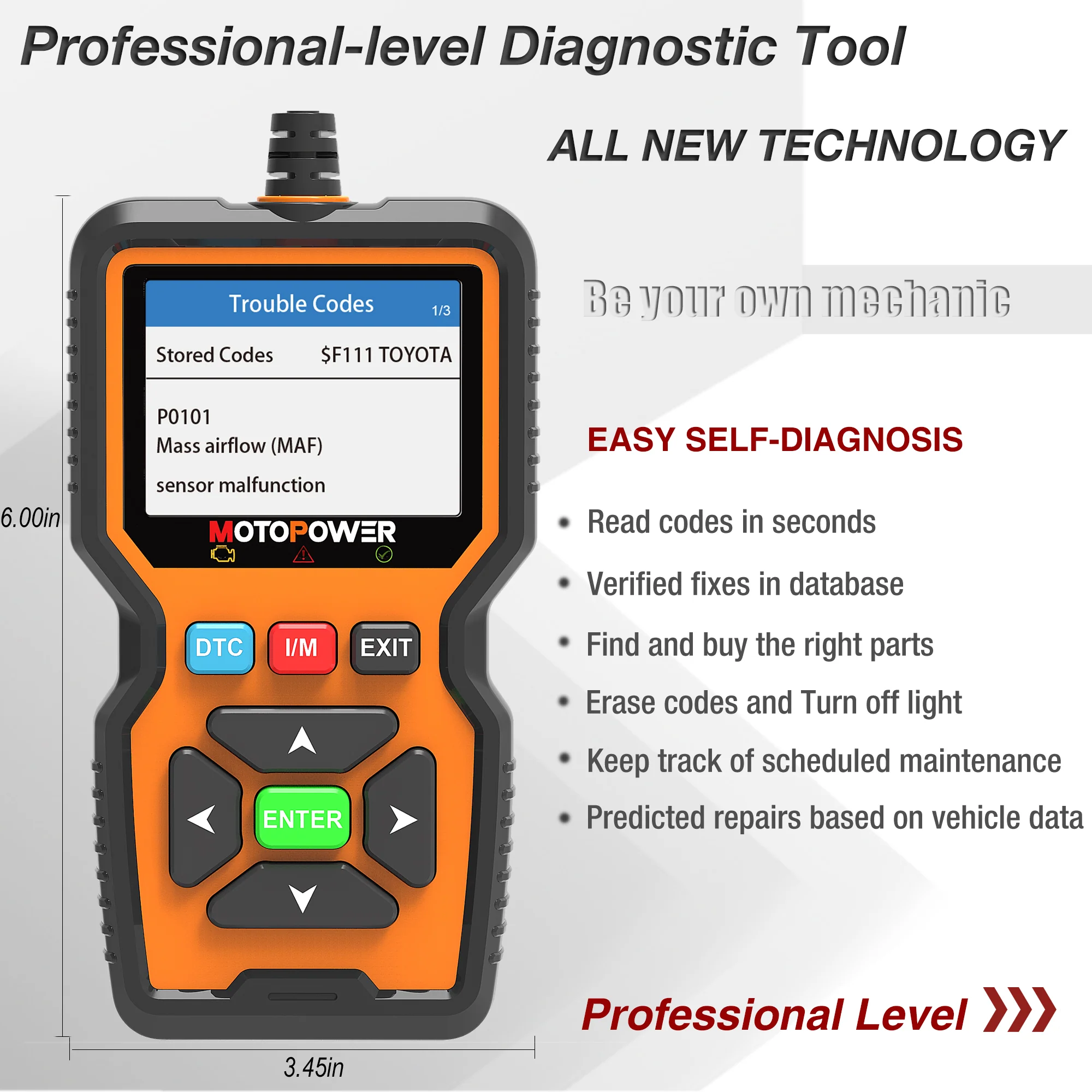 MOTOPOWER MP69039 Car OBD2 Scanner Code Reader Engine Fault Code Reader Scanner CAN Diagnostic Scan Tool Advanced Edition - Image 3
