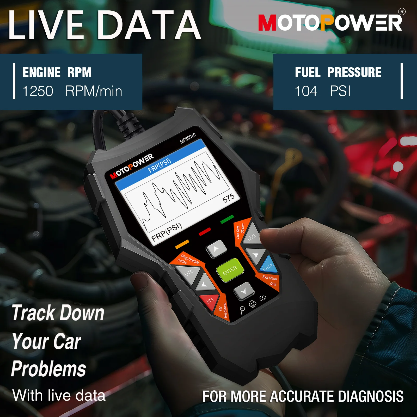 MOTOPOWER MP69040 Car OBD2 Scanner Check Engine Fault Code Reader Diagnostic Scan Tool, Black - Image 6