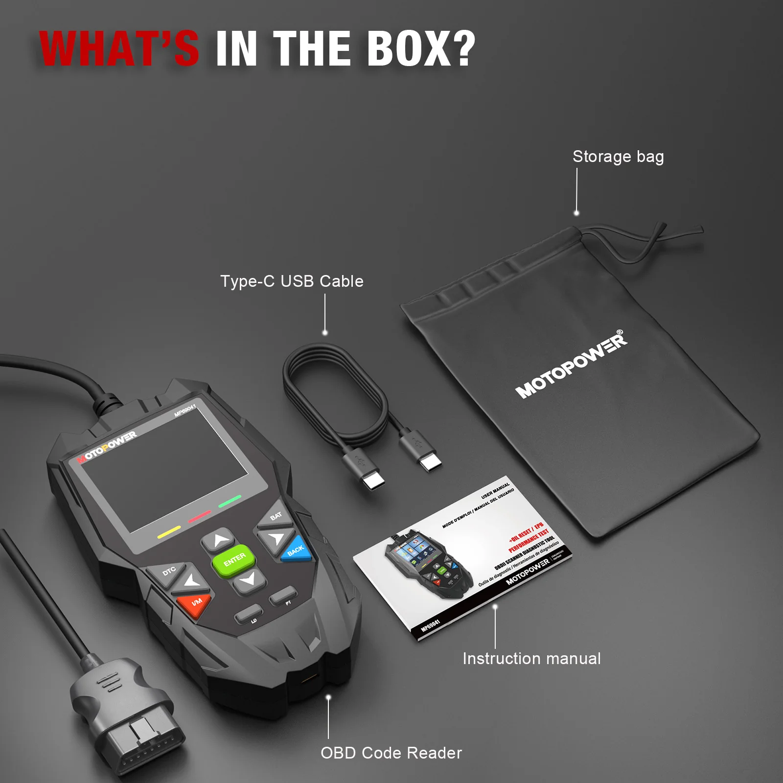 MOTOPOWER MP69041 5 in 1 Car OBD2 Scanner Check Engine Fault Code Reader Diagnostic Scan Tool, Oil Maintenance Reset, EPB Reset, Battery Test, Perform - Image 7