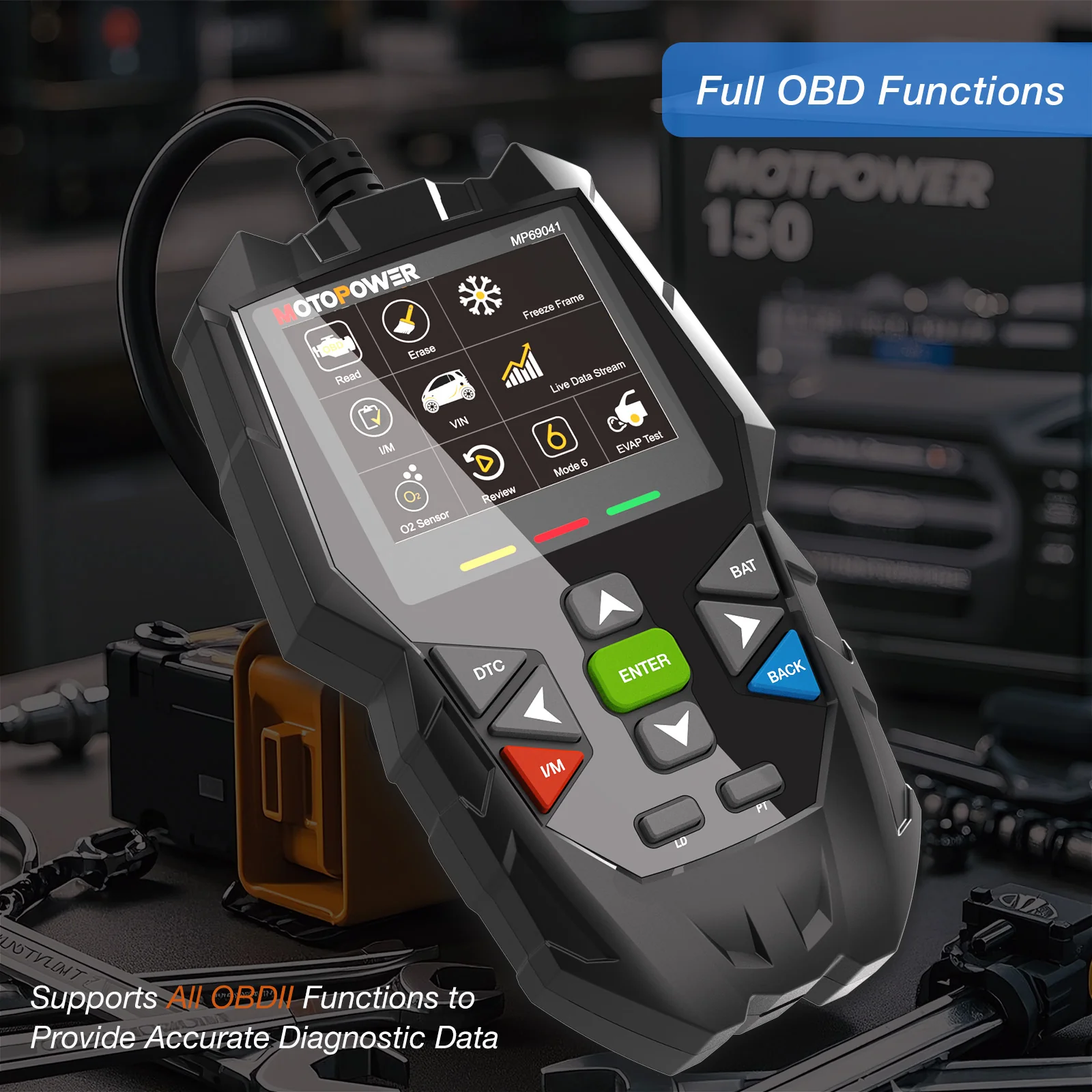 MOTOPOWER MP69041 5 in 1 Car OBD2 Scanner Check Engine Fault Code Reader Diagnostic Scan Tool, Oil Maintenance Reset, EPB Reset, Battery Test, Perform - Image 8