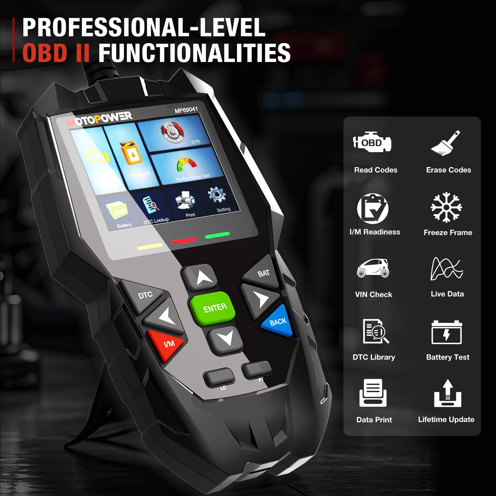 MOTOPOWER MP69041 5 in 1 Car OBD2 Scanner Check Engine Fault Code Reader Diagnostic Scan Tool, Oil Maintenance Reset, EPB Reset, Battery Test, Perform - Image 9