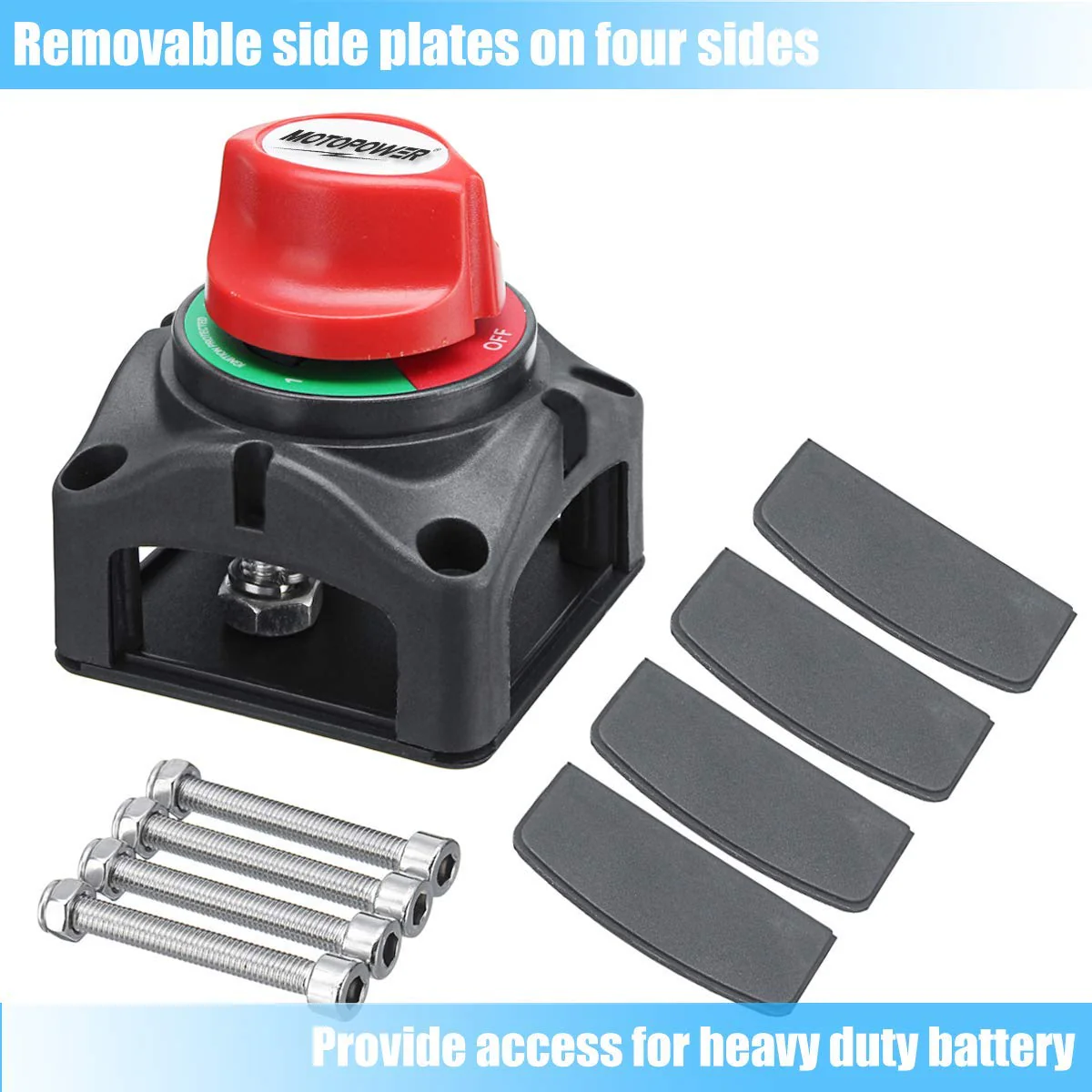 MOTOPOWER MP69157 Battery Switch Battery Isolator 1-2-Both-Off Battery Disconnect Master Cutoff Switch for Marine Boat Car RV ATV UTV Vehicle - Image 3