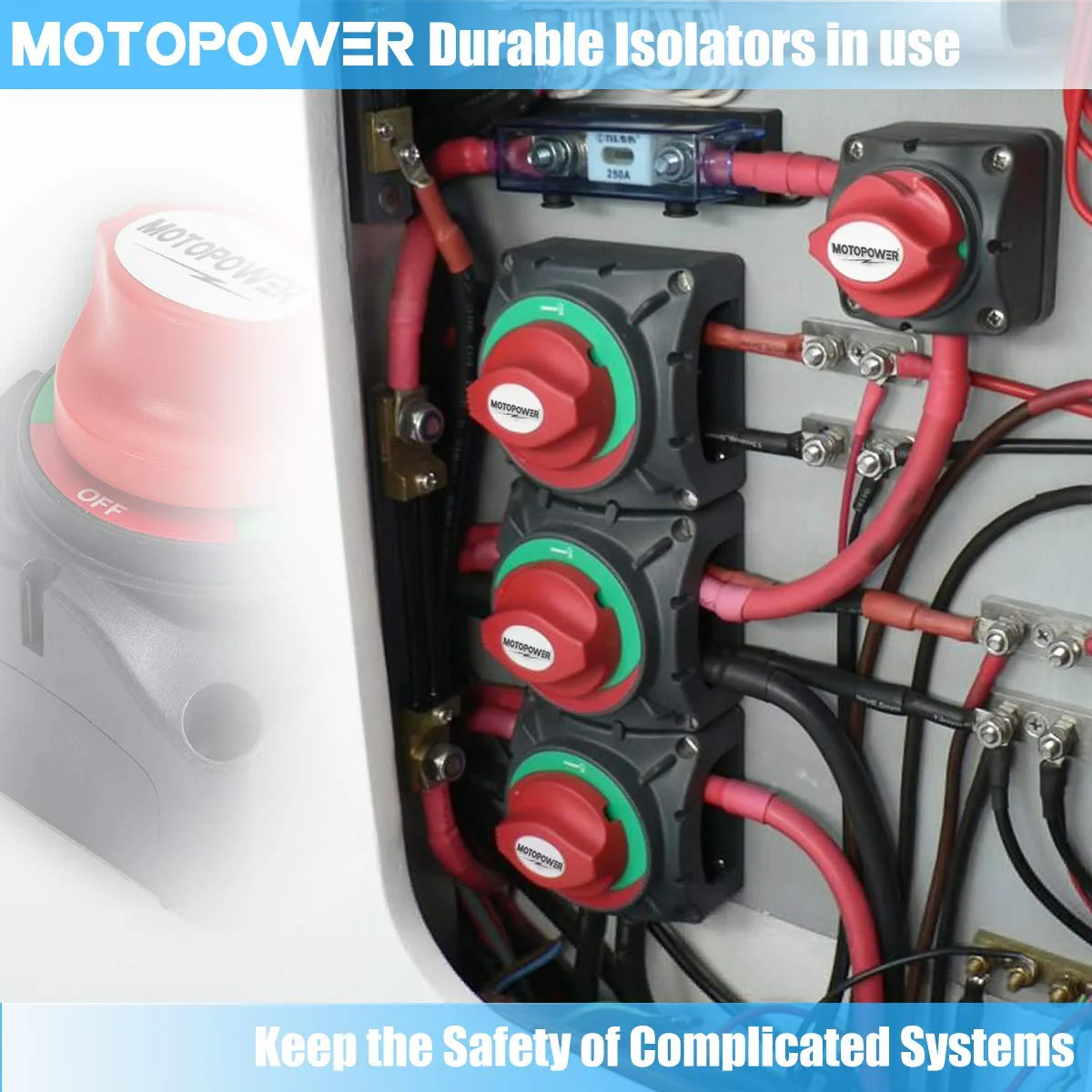 MOTOPOWER MP69157 Battery Switch Battery Isolator 1-2-Both-Off Battery Disconnect Master Cutoff Switch for Marine Boat Car RV ATV UTV Vehicle - Image 6